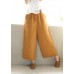 French Spring Women Pants Plus Size Yellow Design Elastic Waist Pockets Wild Pants