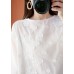 Plus Size White Jacquard Half Sleeve Cotton Blouse Top Summer