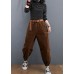 Beautiful casual pants unique chocolate Sewing pockets thick pants