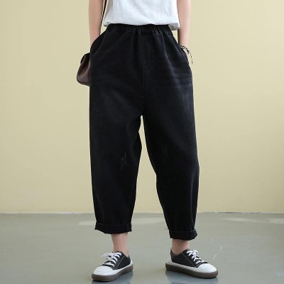 Ladies 2021 new autumn clothes loose high waist casual black pants trousers