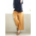 French Spring Women Pants Plus Size Yellow Design Elastic Waist Pockets Wild Pants