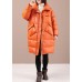 Chic Orange Loose Stand Collar Pockets Winter Duck Down Coats